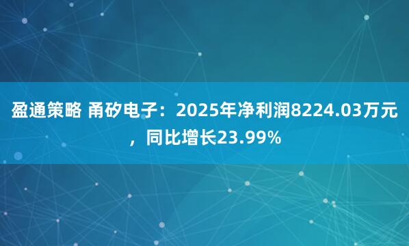 盈通策略 甬矽电子:2025年净利润8224.03万元,同比增长23.99%